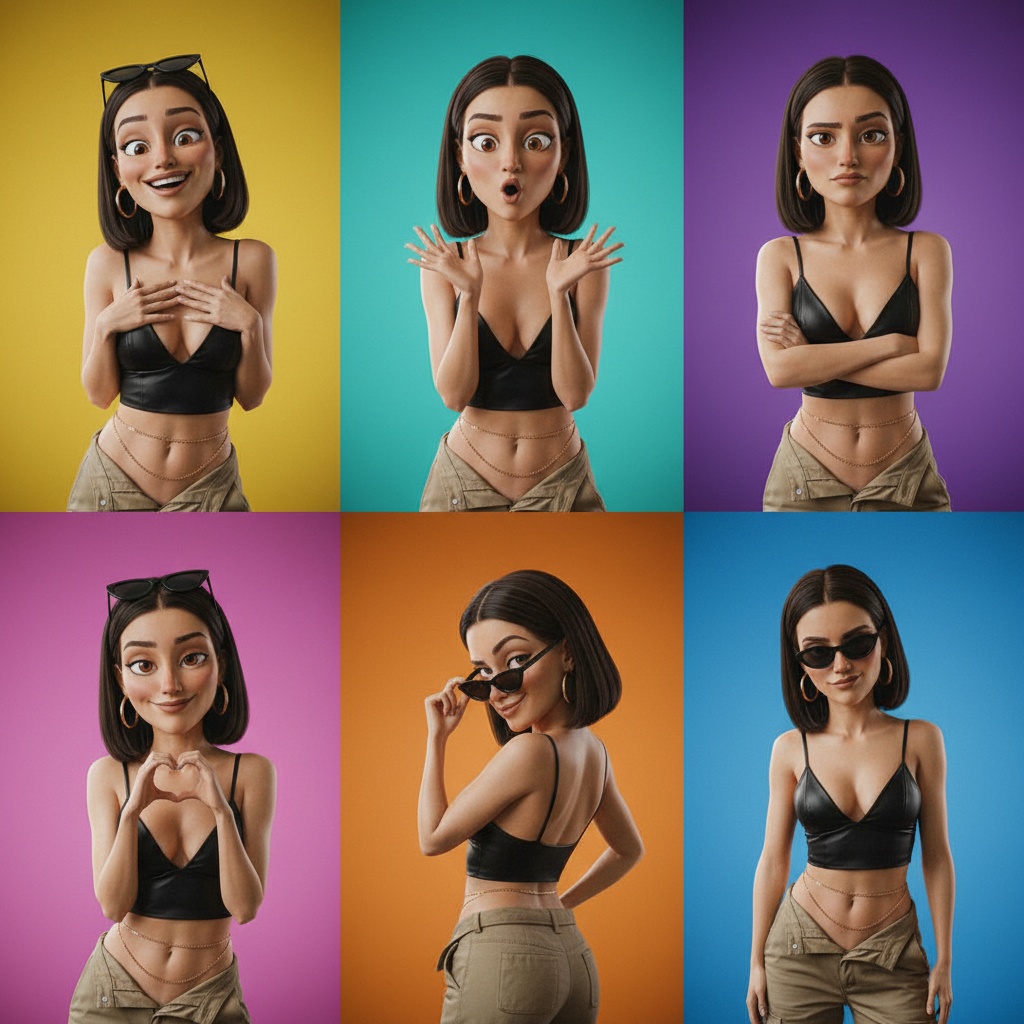 Шесть эмоций персонажа в 3D