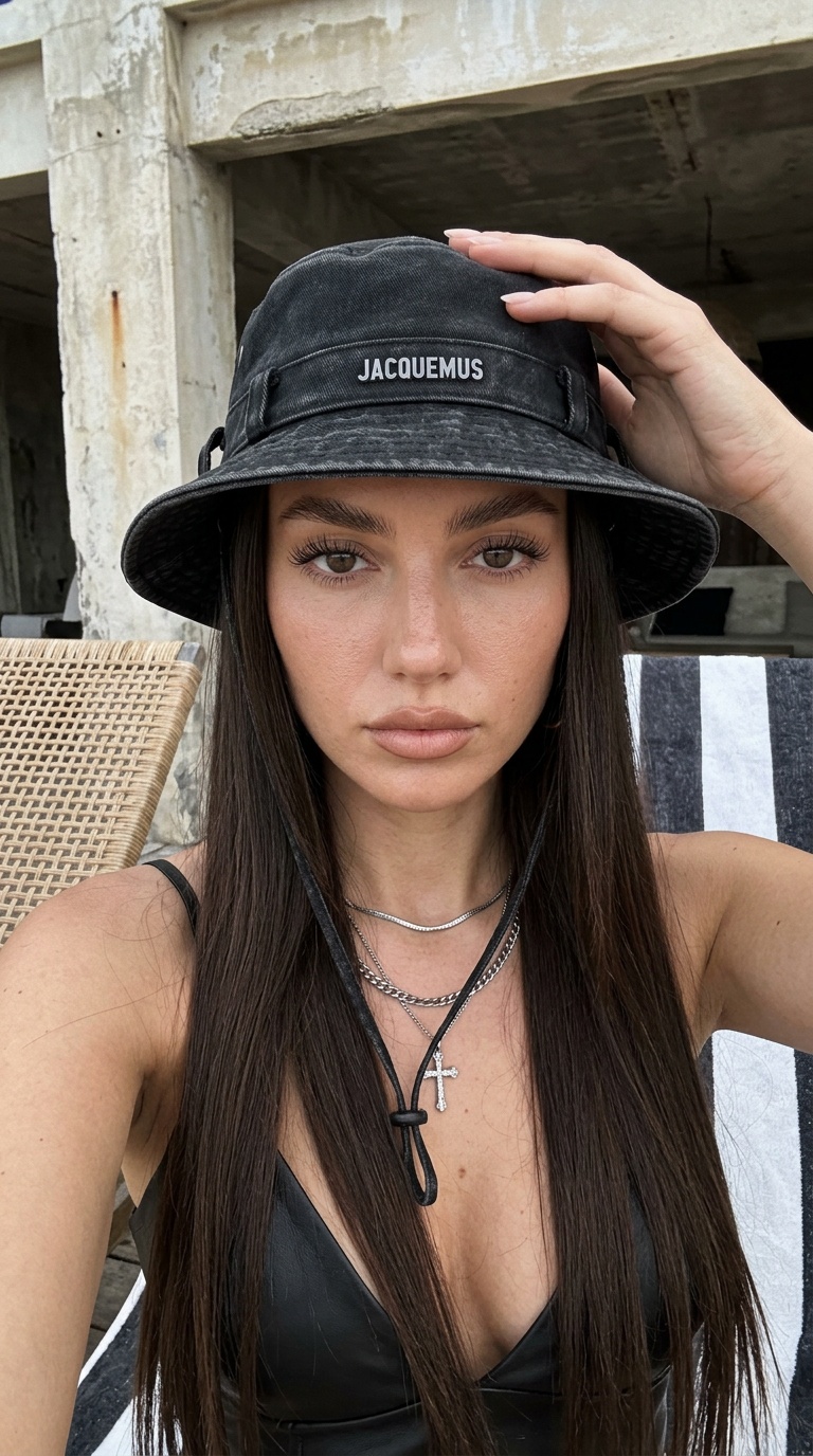 Селфи в панаме на пляжном клубе
