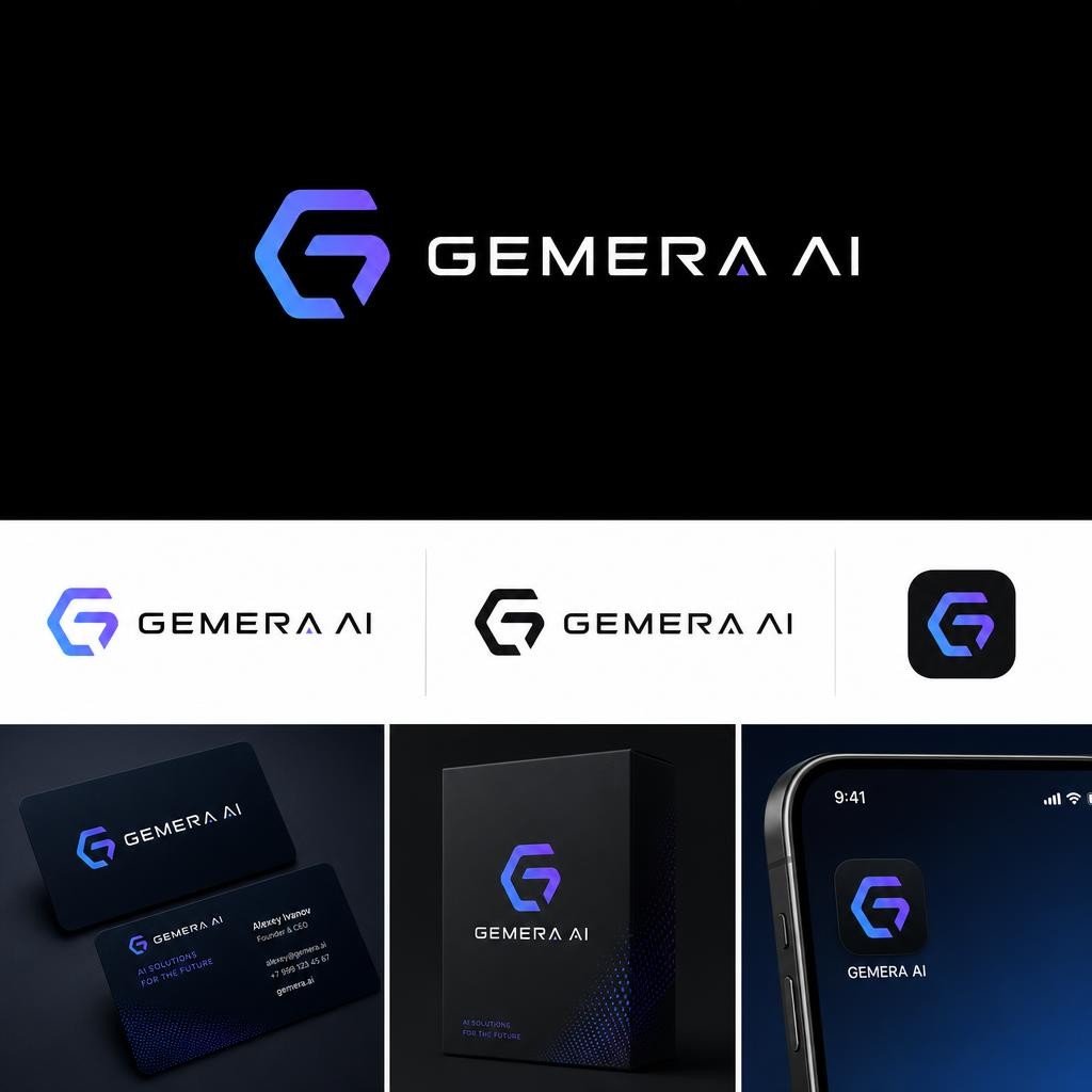 Логотип GEMERA AI технологичный минимализм