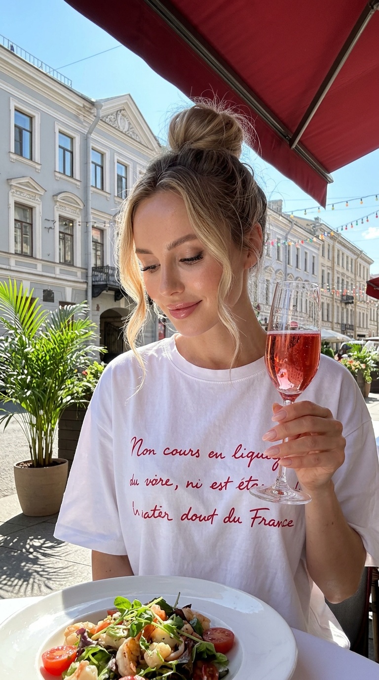 Селфи с просекко на террасе Петербурга