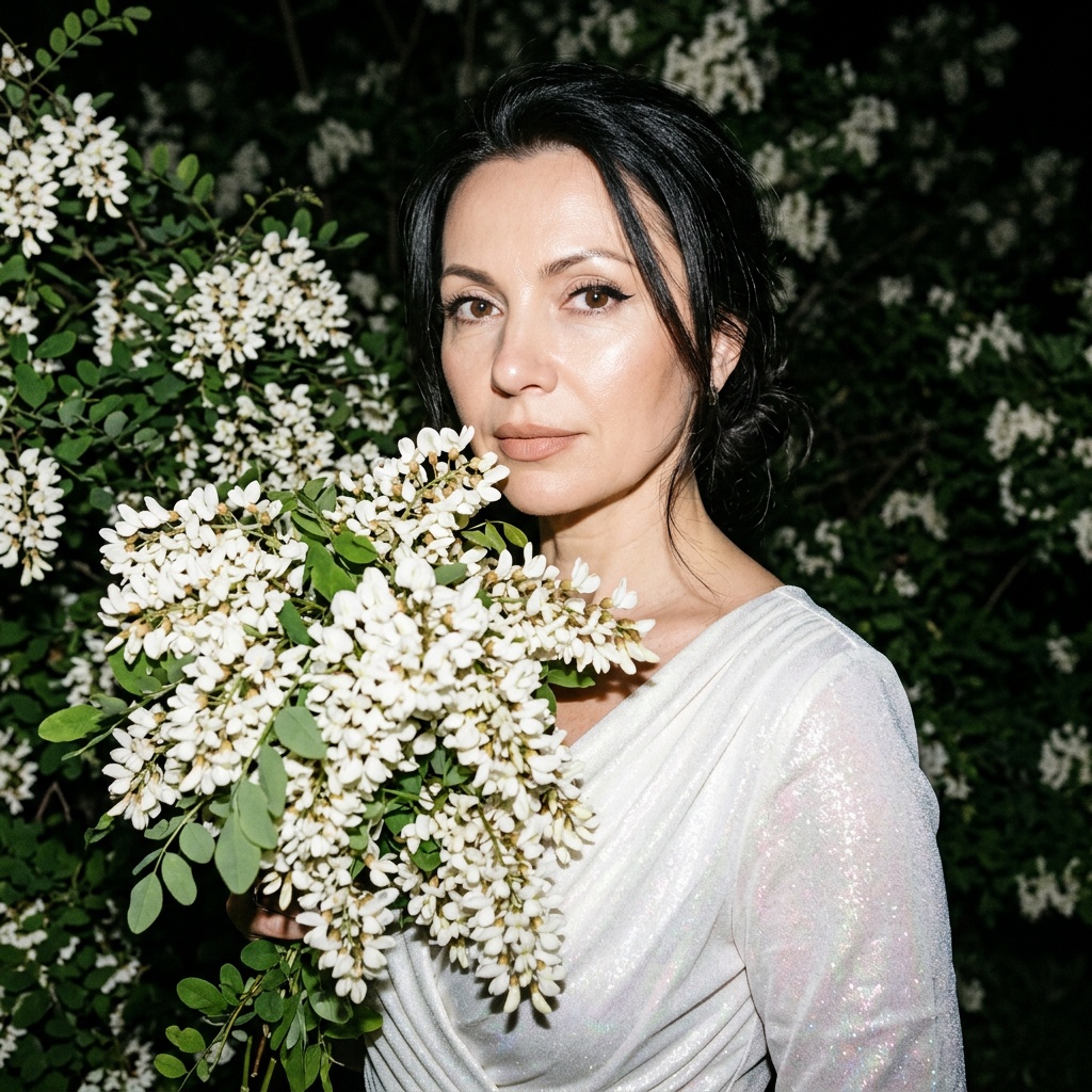 Вечерний портрет с белой акацией