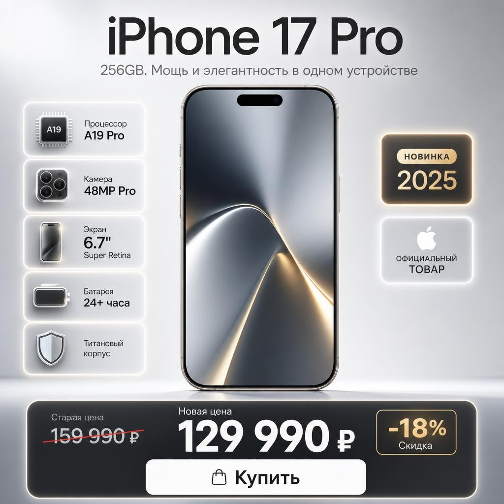 iPhone 17 Pro на премиальном фоне