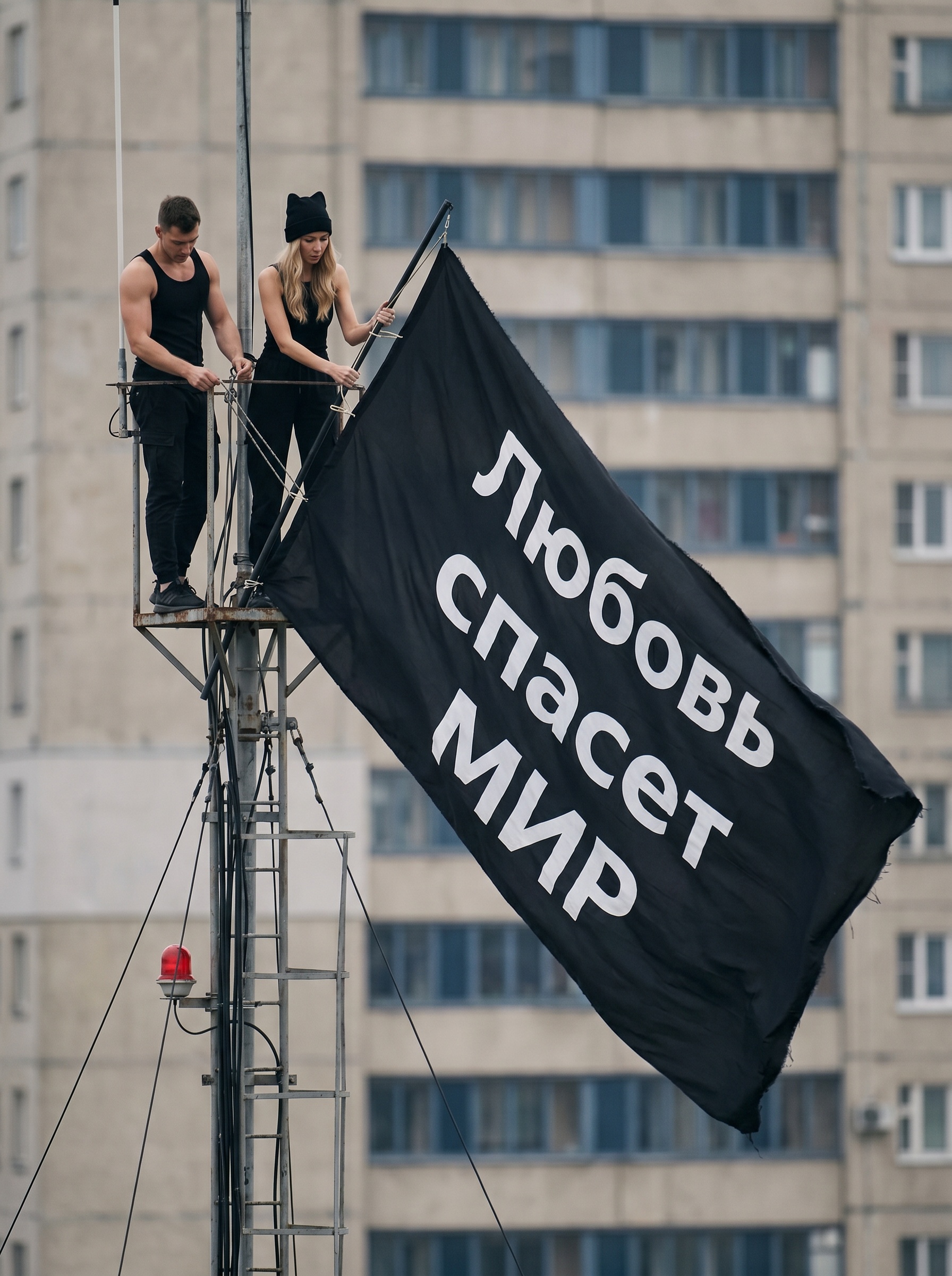 Баннер на крыше мегаполиса