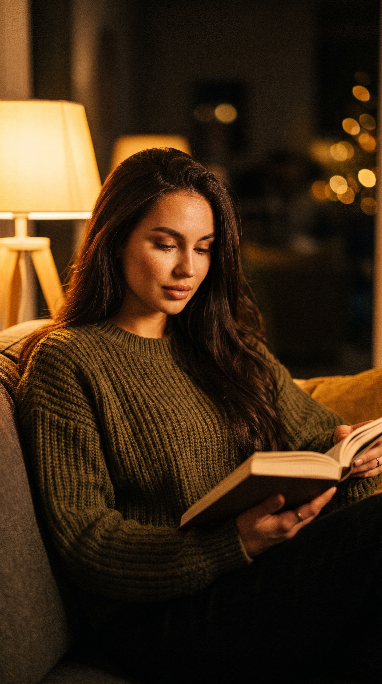 Девушка с книгой в теплом свете