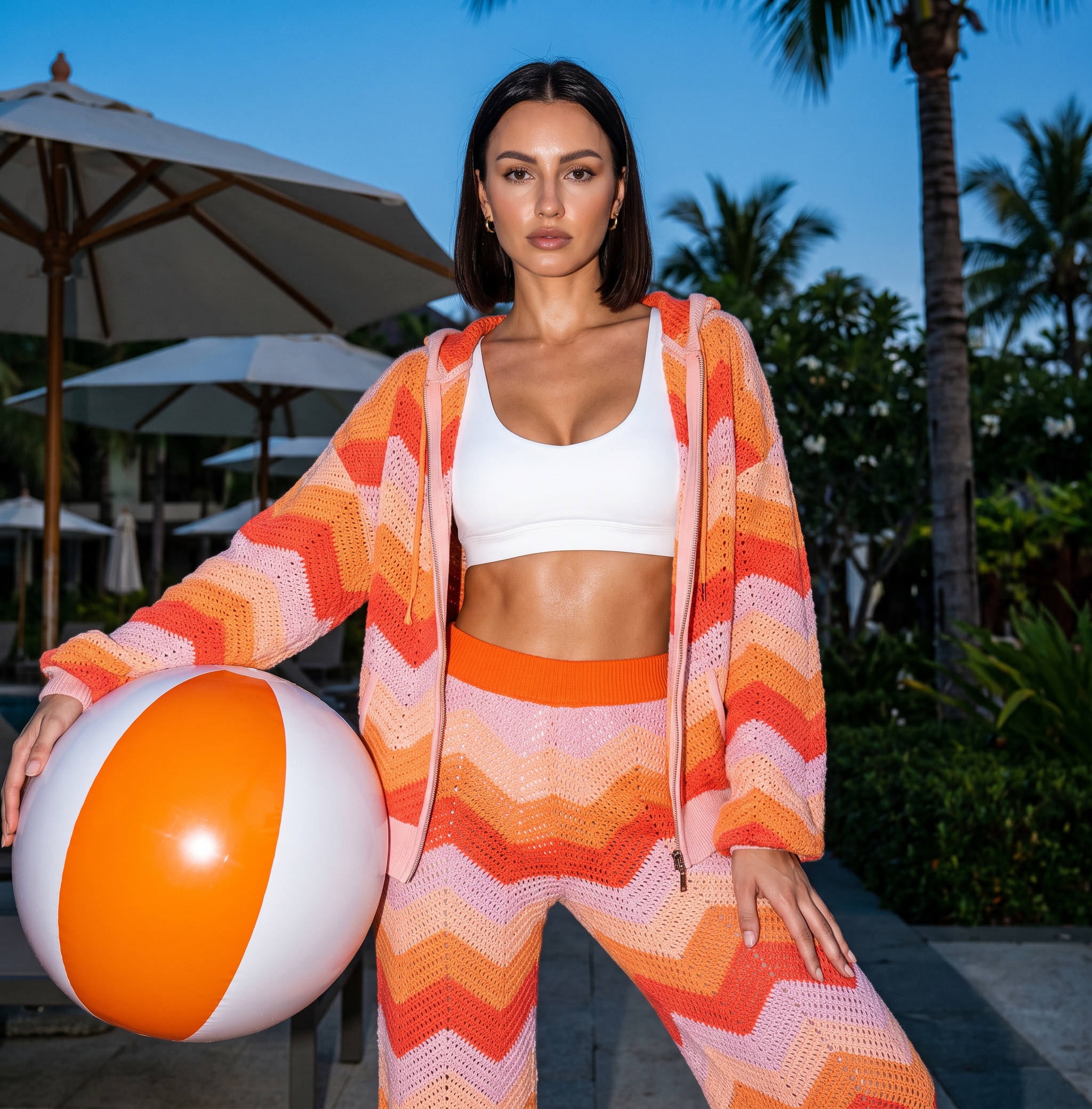 Портрет в люксовом курорте на закате