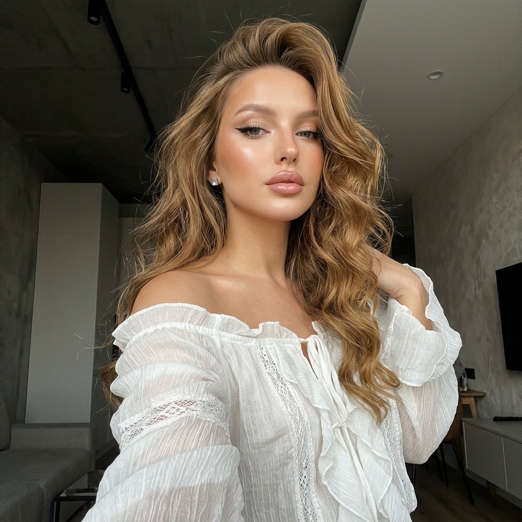 Селфи снизу вверх в стиле coquette