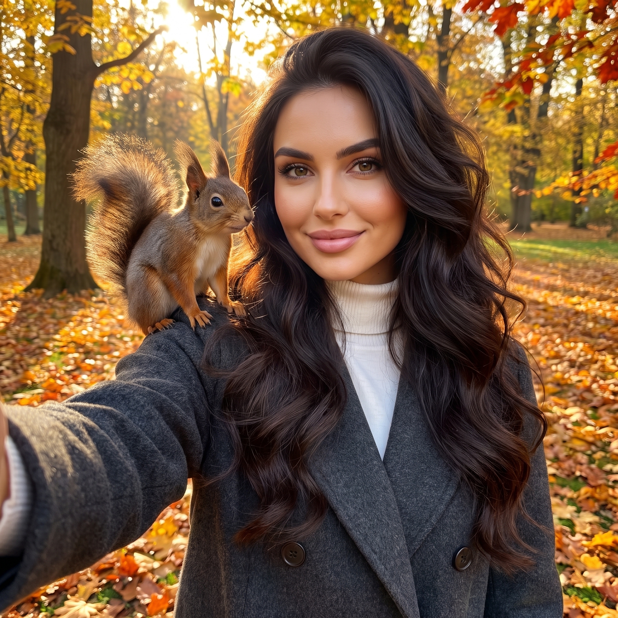Селфи с белкой в осеннем парке