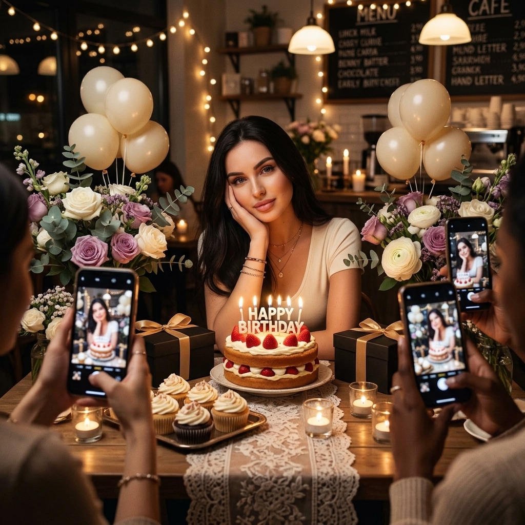 Фотосессия дня рождения в уютном кафе