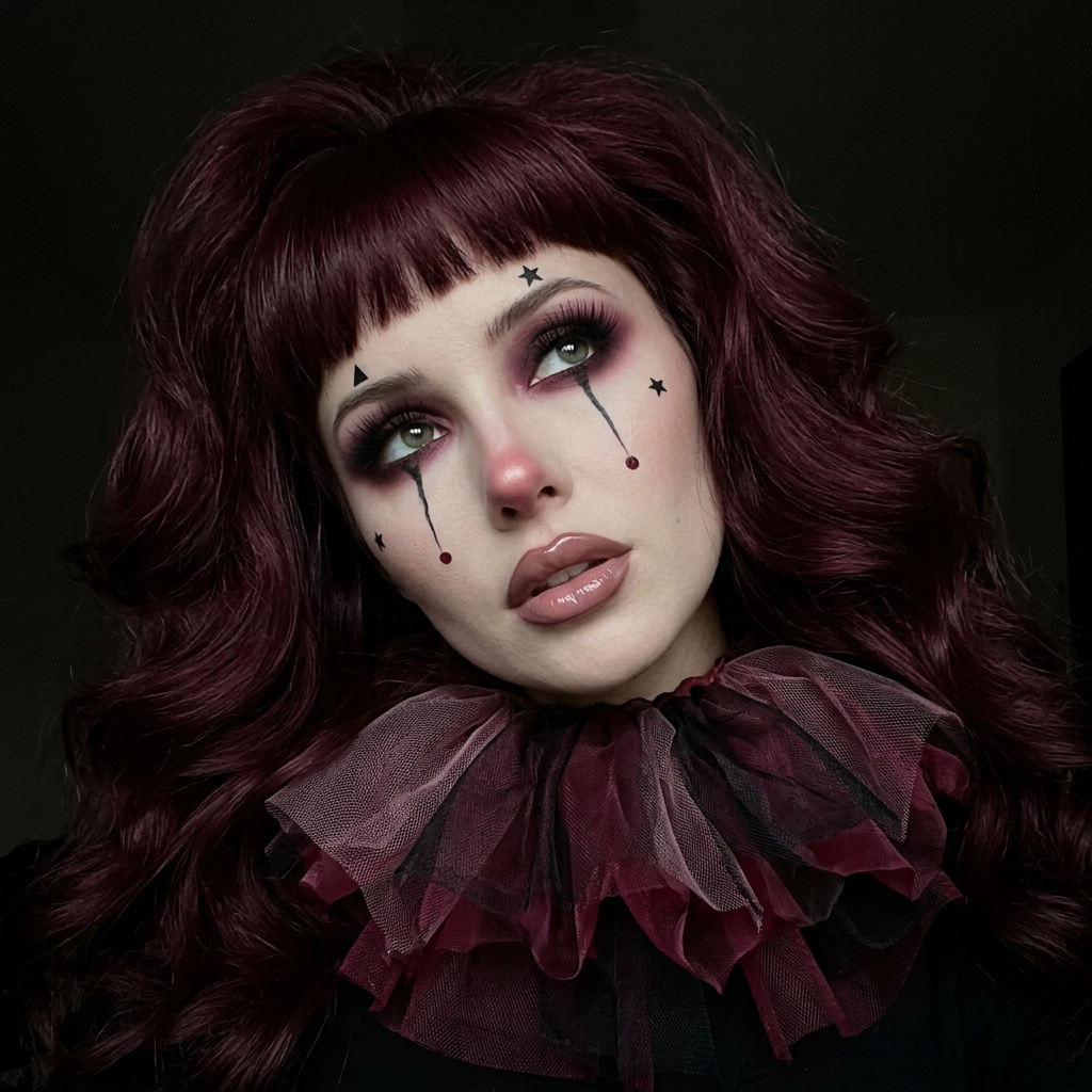 Тёмный Halloween селфи с клоунским гримом