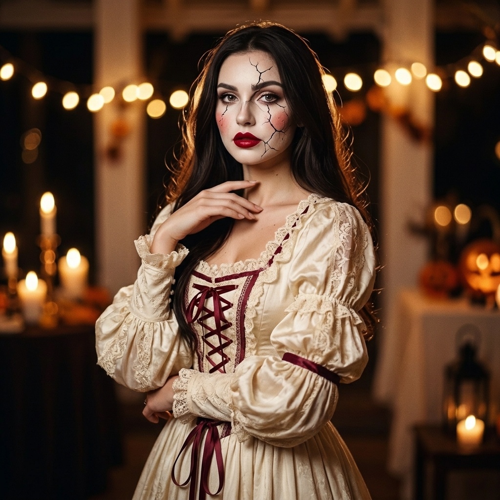 Фарфоровая кукла на Хэллоуин